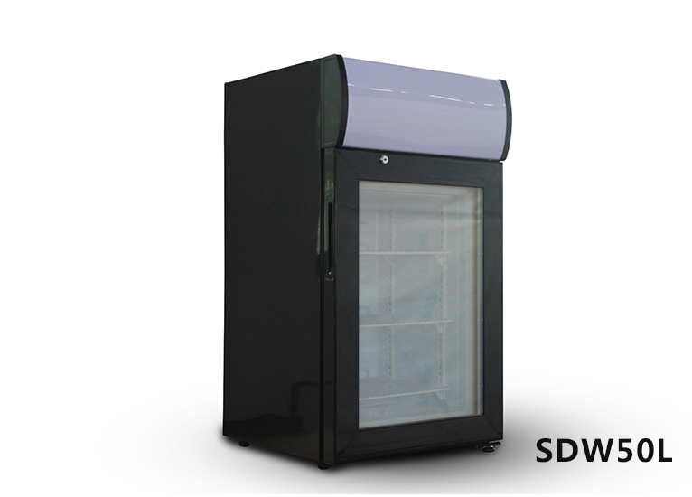 Vertical display case in low temperature